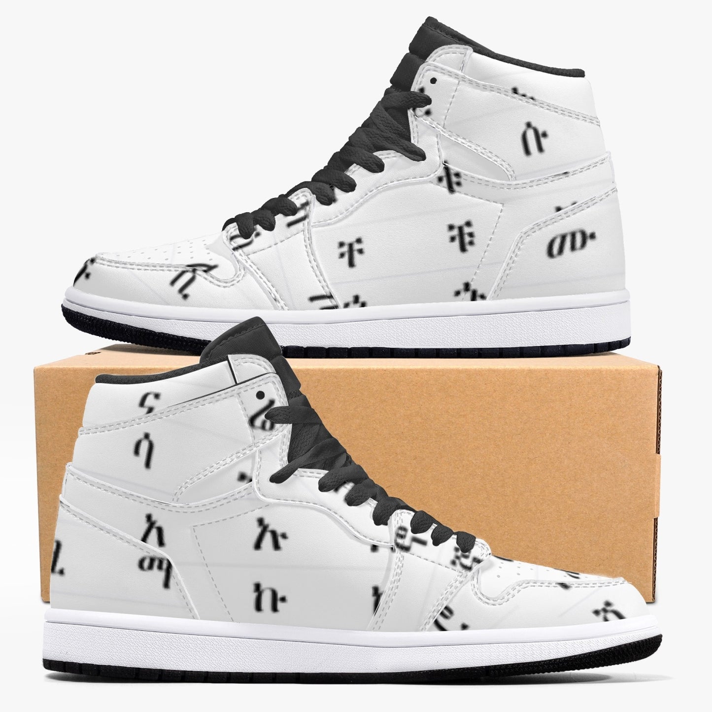 352. AJ1 Black High-Top Leather Sneakers