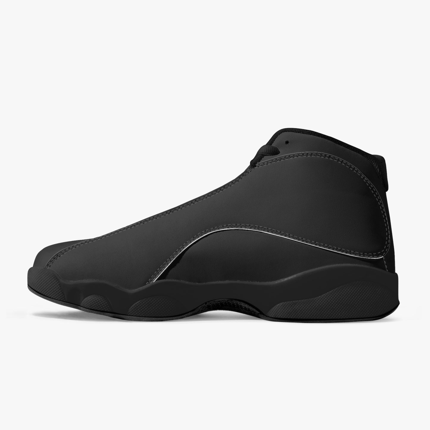326. Black Sole High-Top Leather Basketball Sneakers
