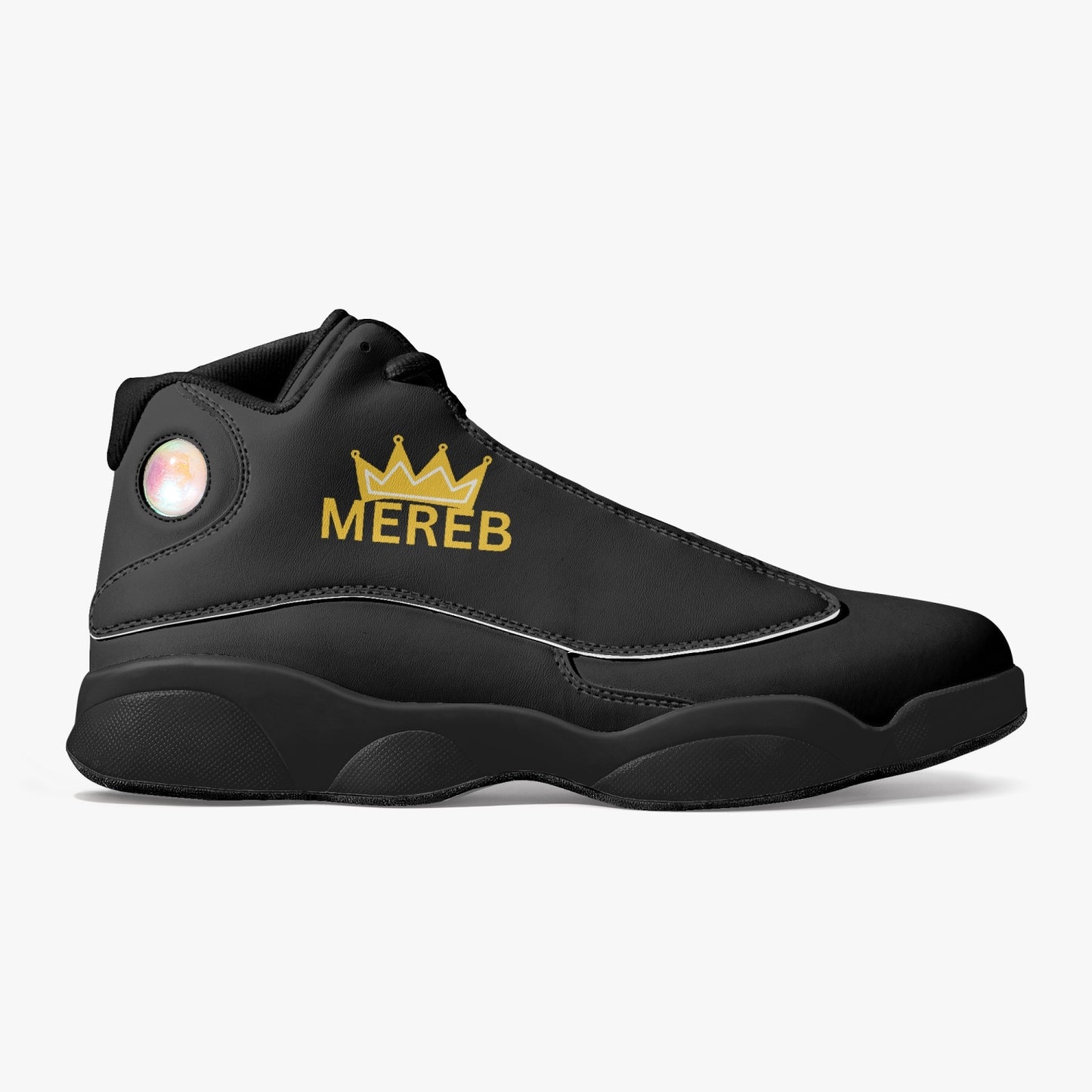 326. Black Sole High-Top Leather Basketball Sneakers