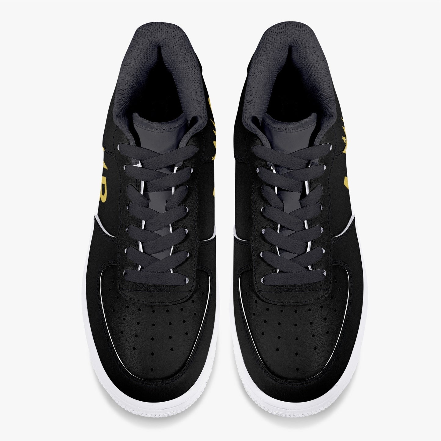 323. Black Low-Top Leather Sports Sneakers