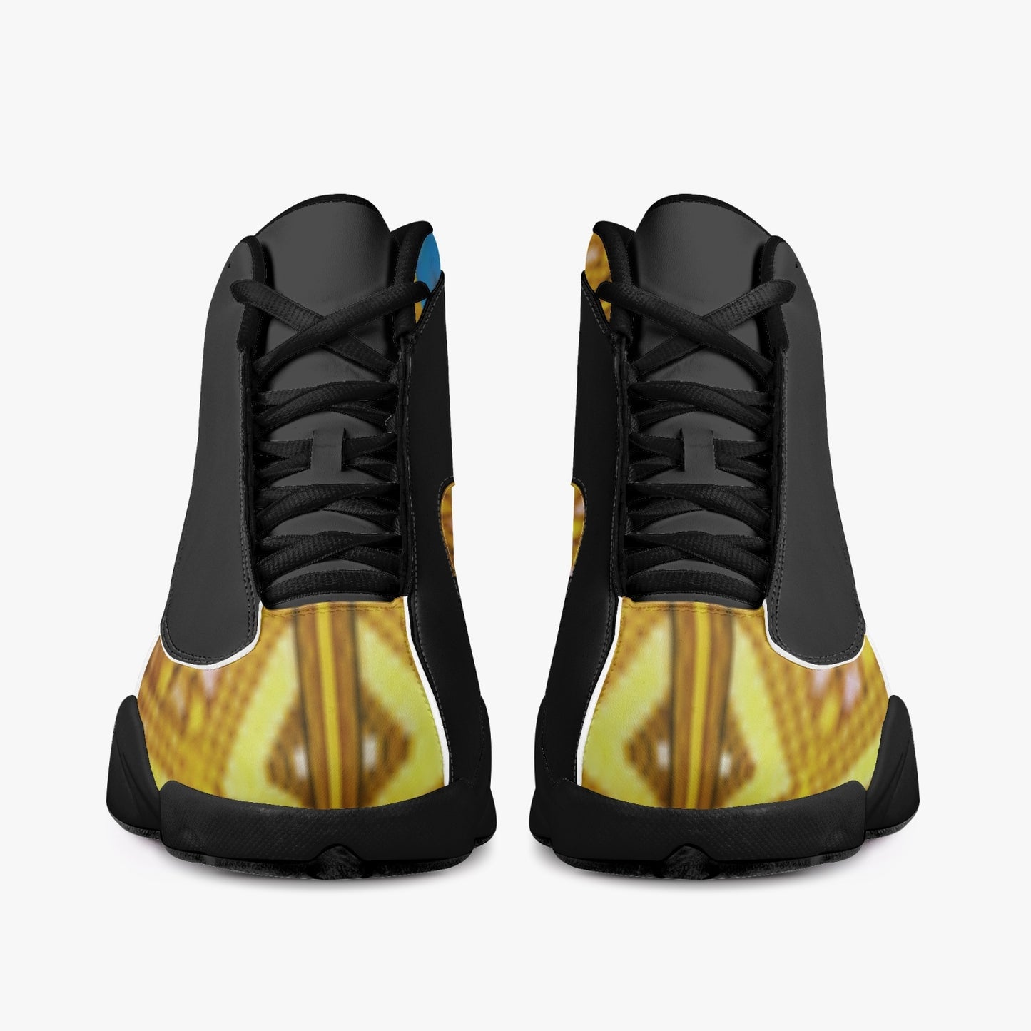 326. Black Sole High-Top Leather Basketball Sneakers