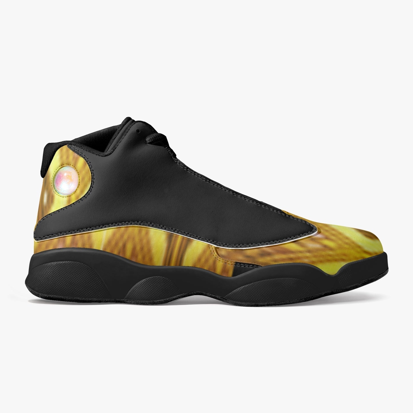 326. Black Sole High-Top Leather Basketball Sneakers