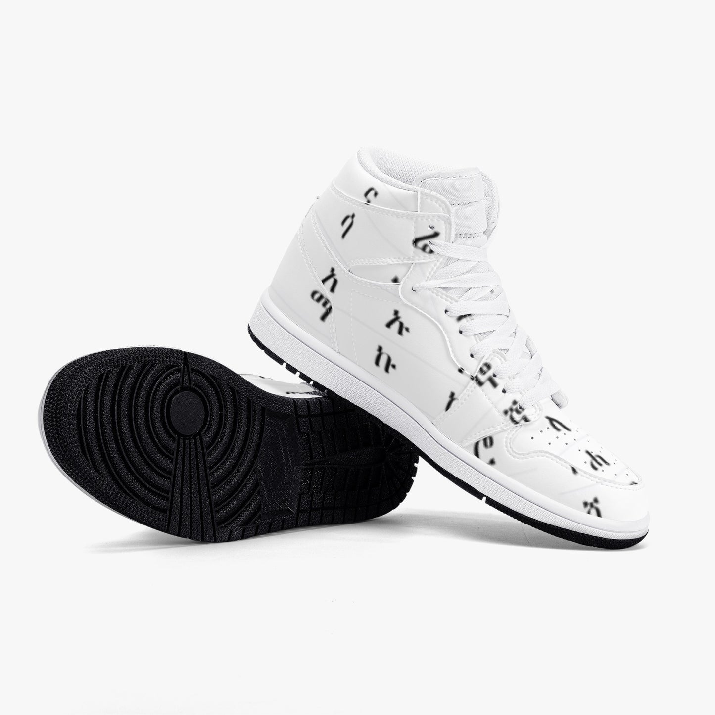 352. AJ1 Black High-Top Leather Sneakers