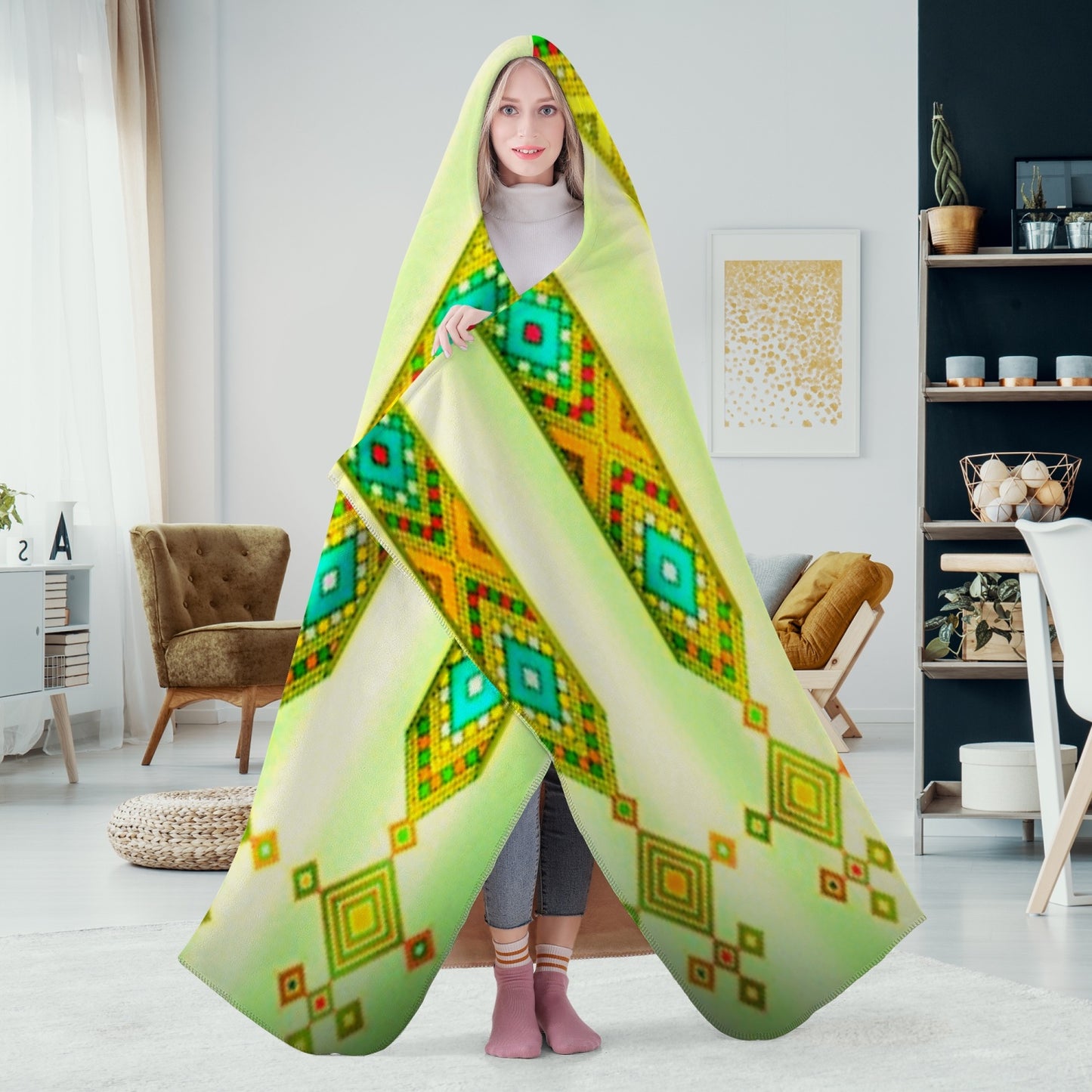 320. Casual Dual-Sided Stitched Hoodie Blanket