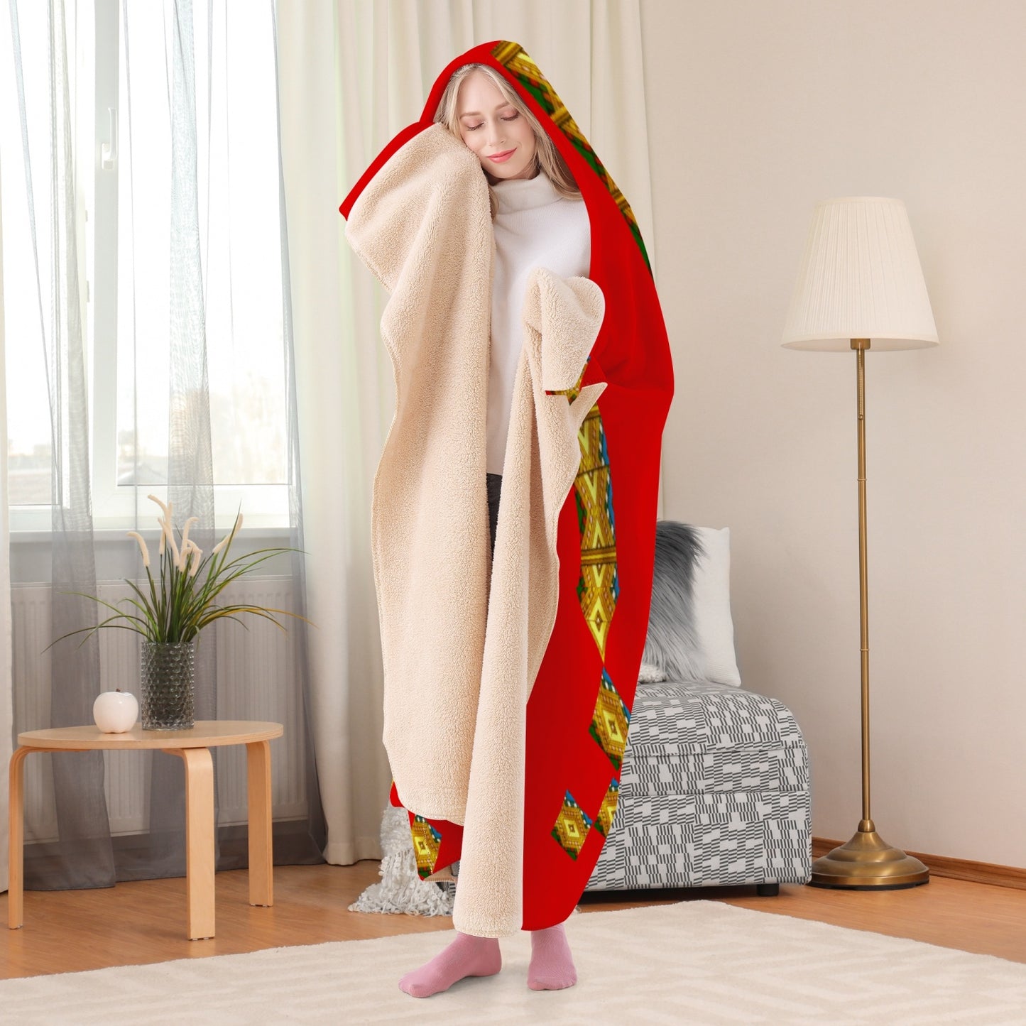 320. Casual Dual-Sided Stitched Hoodie Blanket