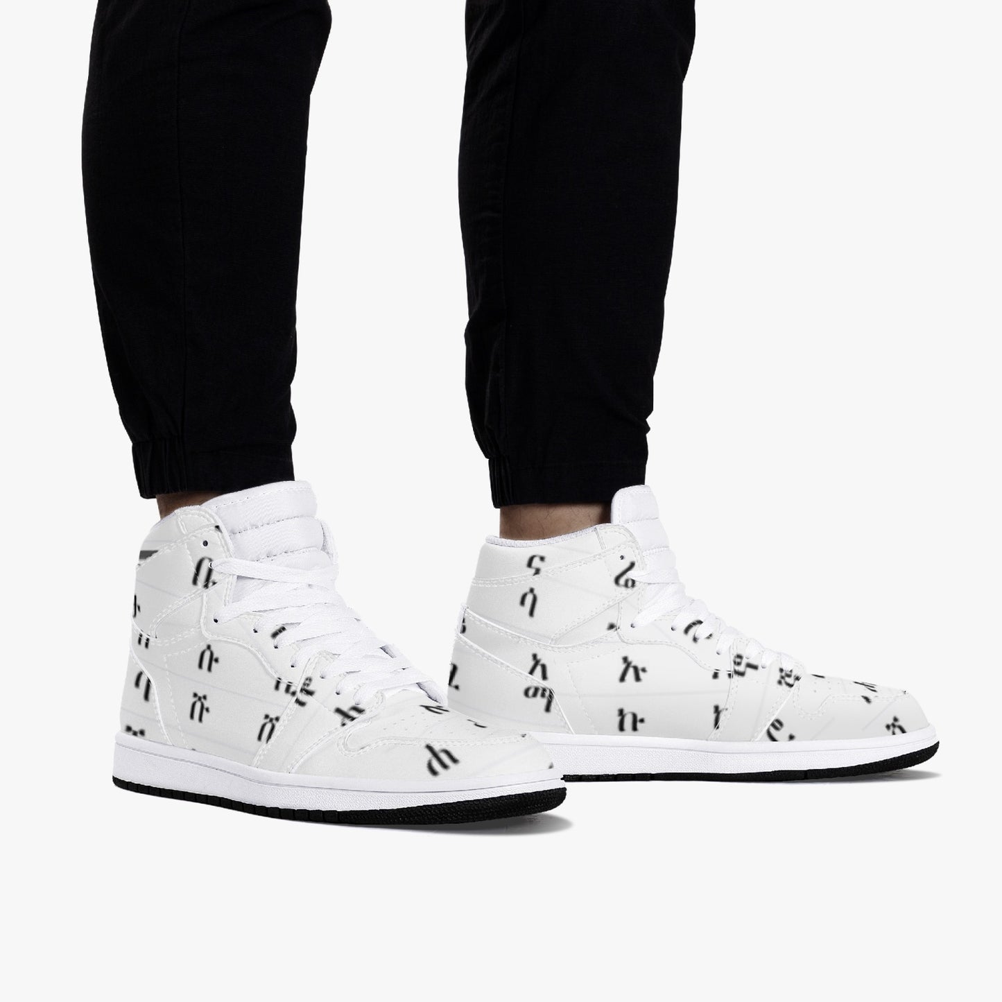 352. AJ1 Black High-Top Leather Sneakers