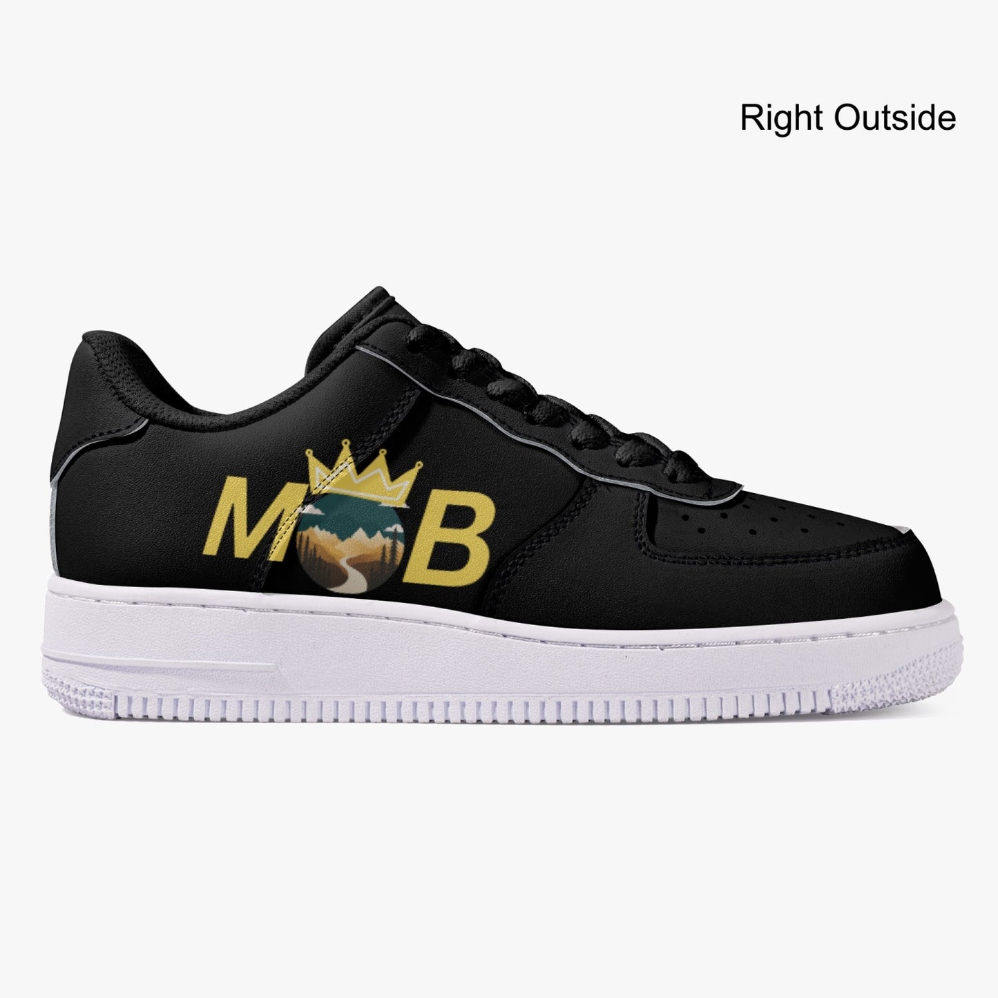 323. Black Low-Top Leather Sports Sneakers
