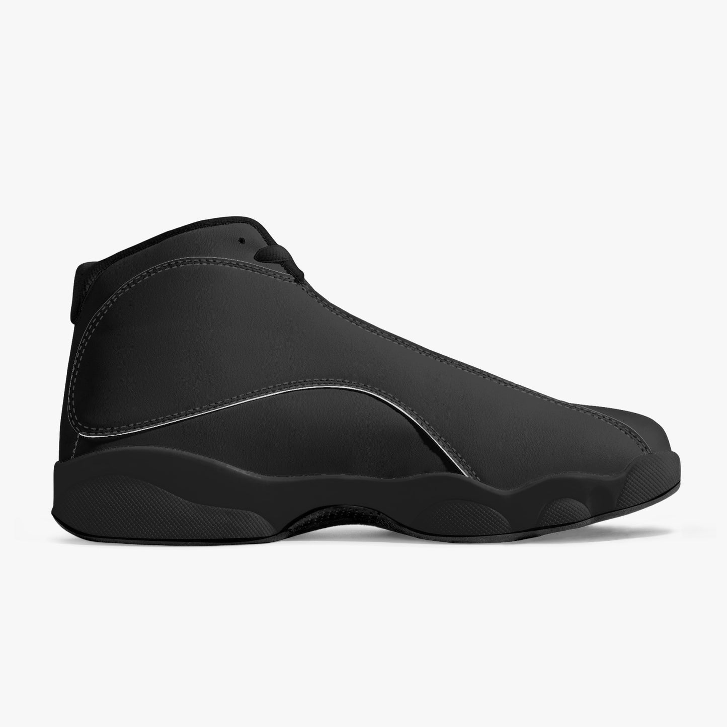 326. Black Sole High-Top Leather Basketball Sneakers