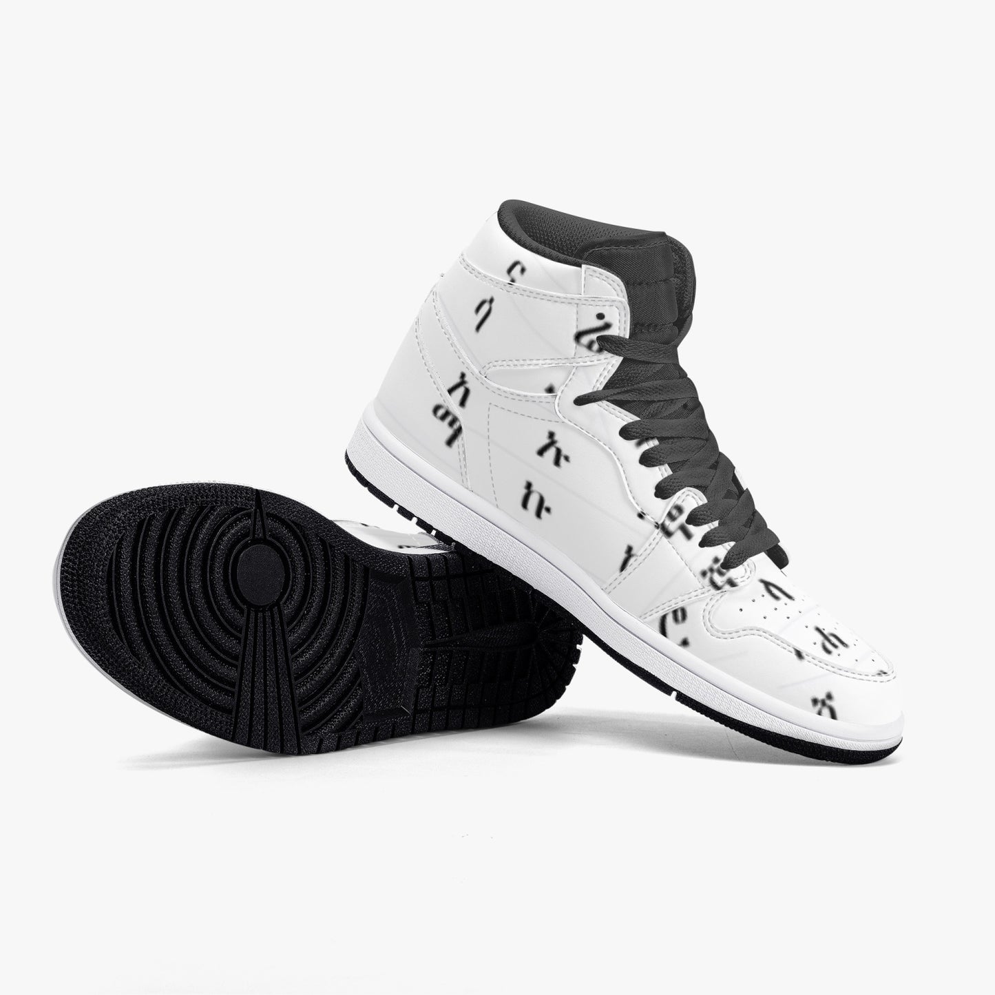 352. AJ1 Black High-Top Leather Sneakers