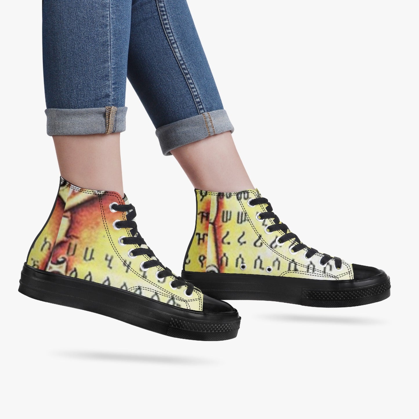 286. High-Top Canvas Shoes - Black