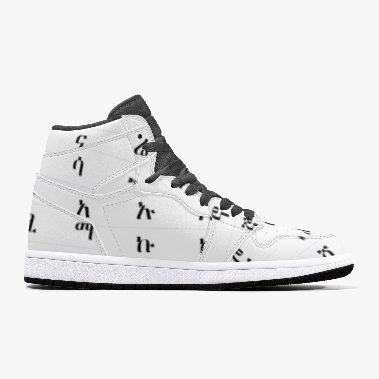 352. AJ1 Black High-Top Leather Sneakers