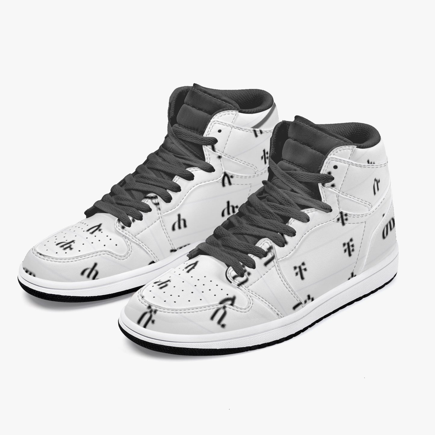 352. AJ1 Black High-Top Leather Sneakers