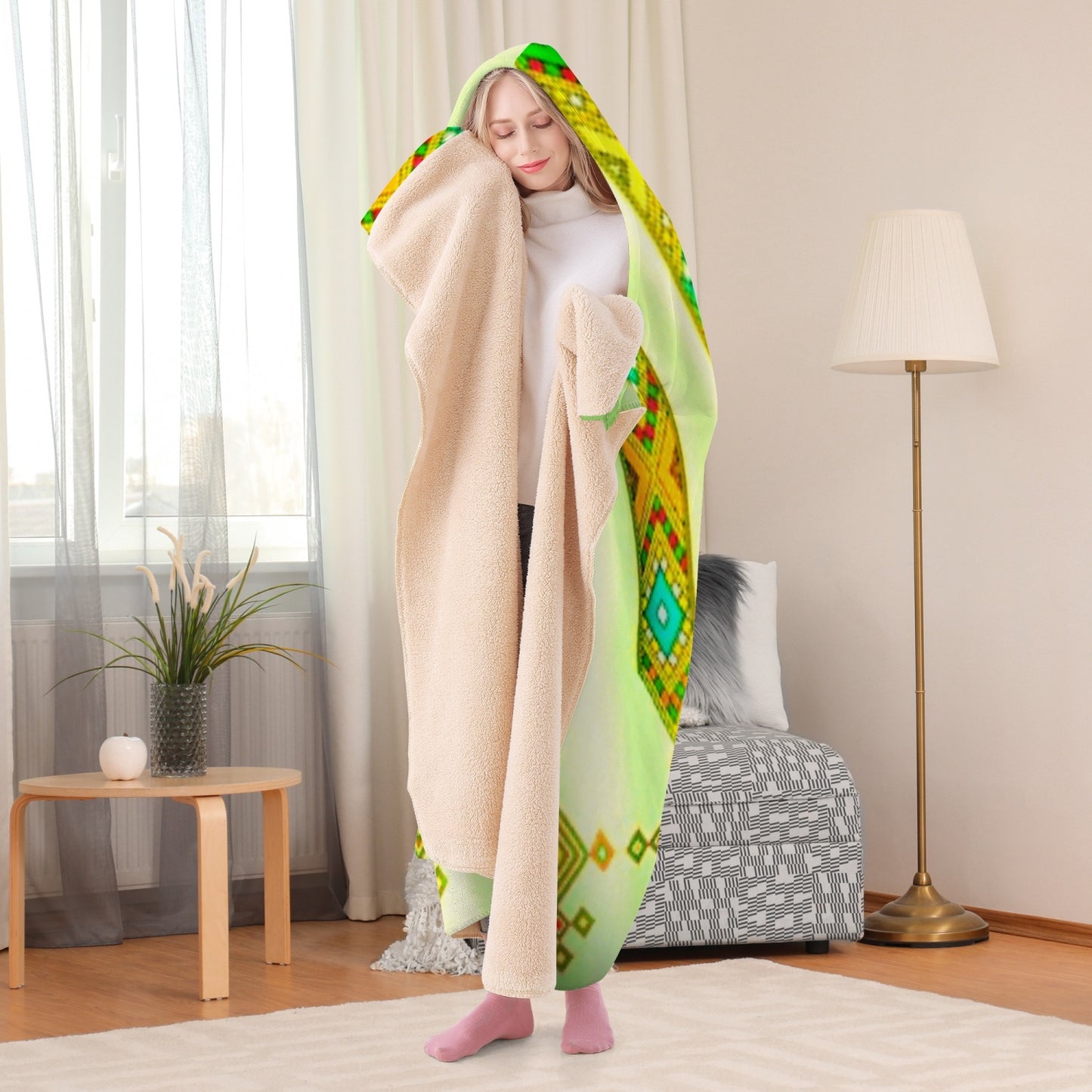 320. Casual Dual-Sided Stitched Hoodie Blanket
