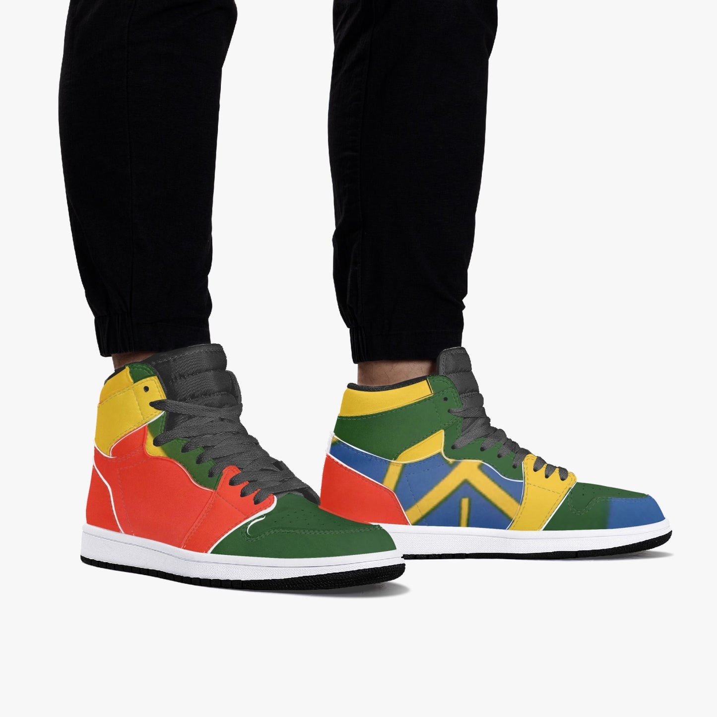 352. AJ1 Black High-Top Leather Sneakers
