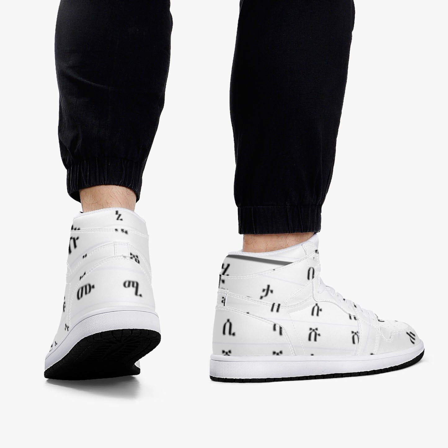 352. AJ1 Black High-Top Leather Sneakers