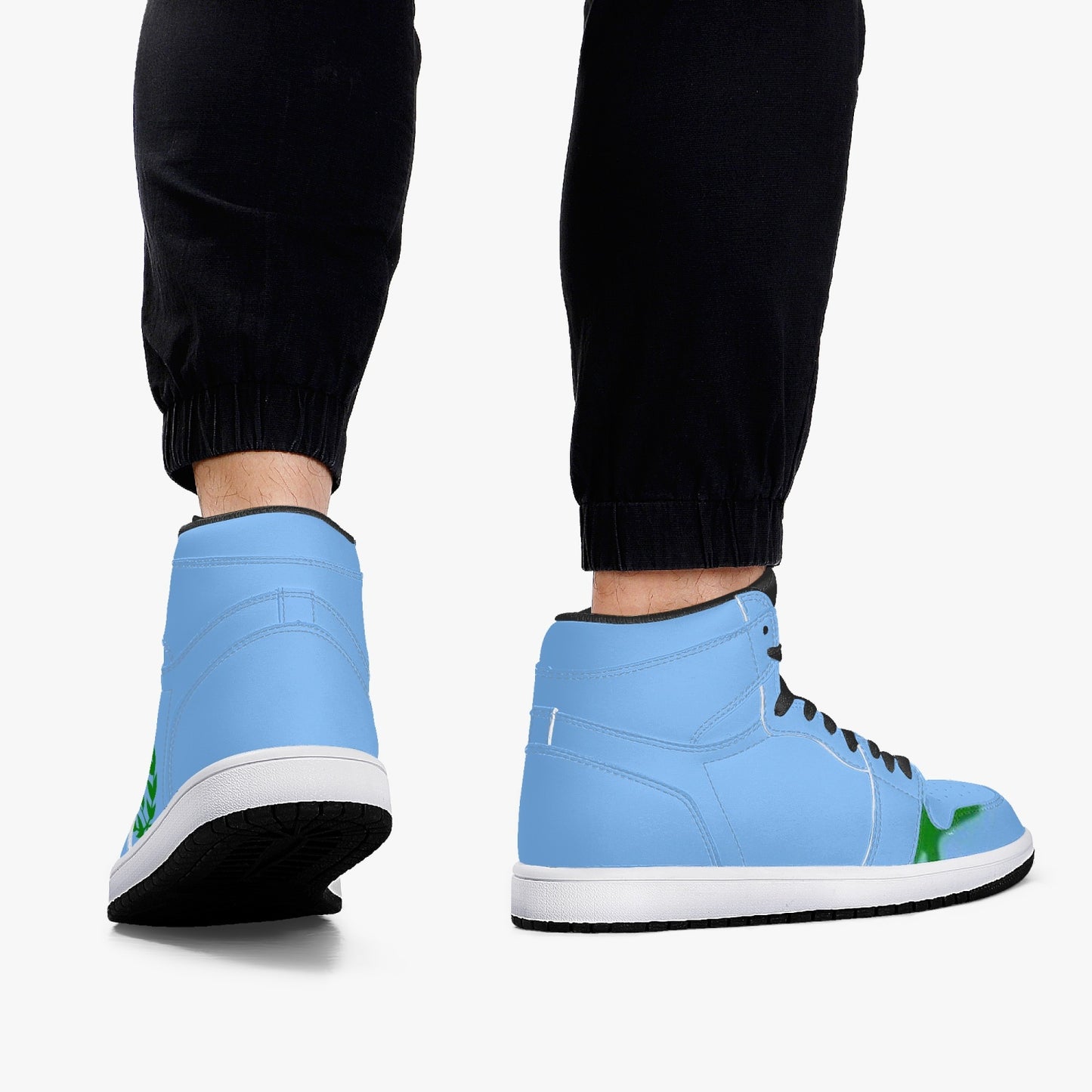 352. AJ1 Black High-Top Leather Sneakers