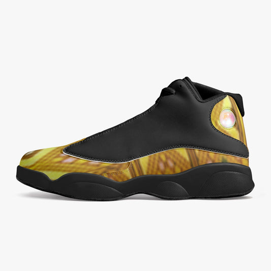 326. Black Sole High-Top Leather Basketball Sneakers