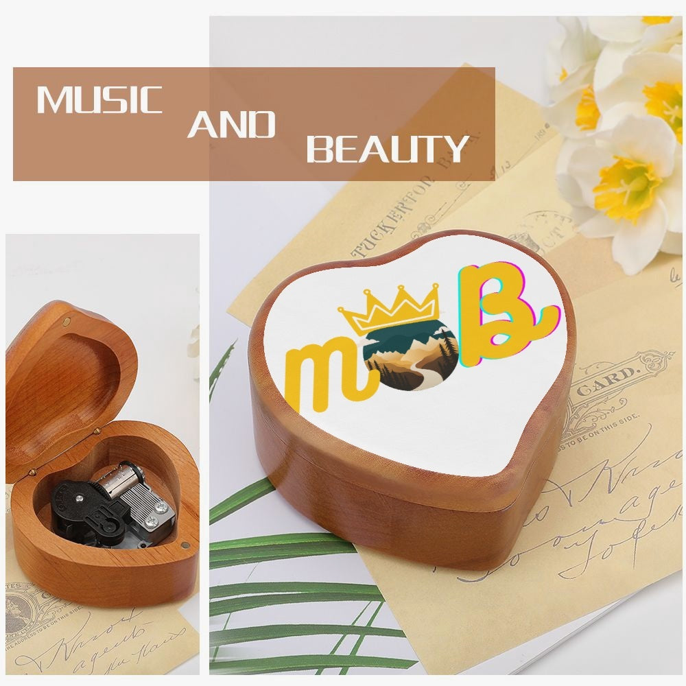 830. Heart Shaped Wooden Music Box
