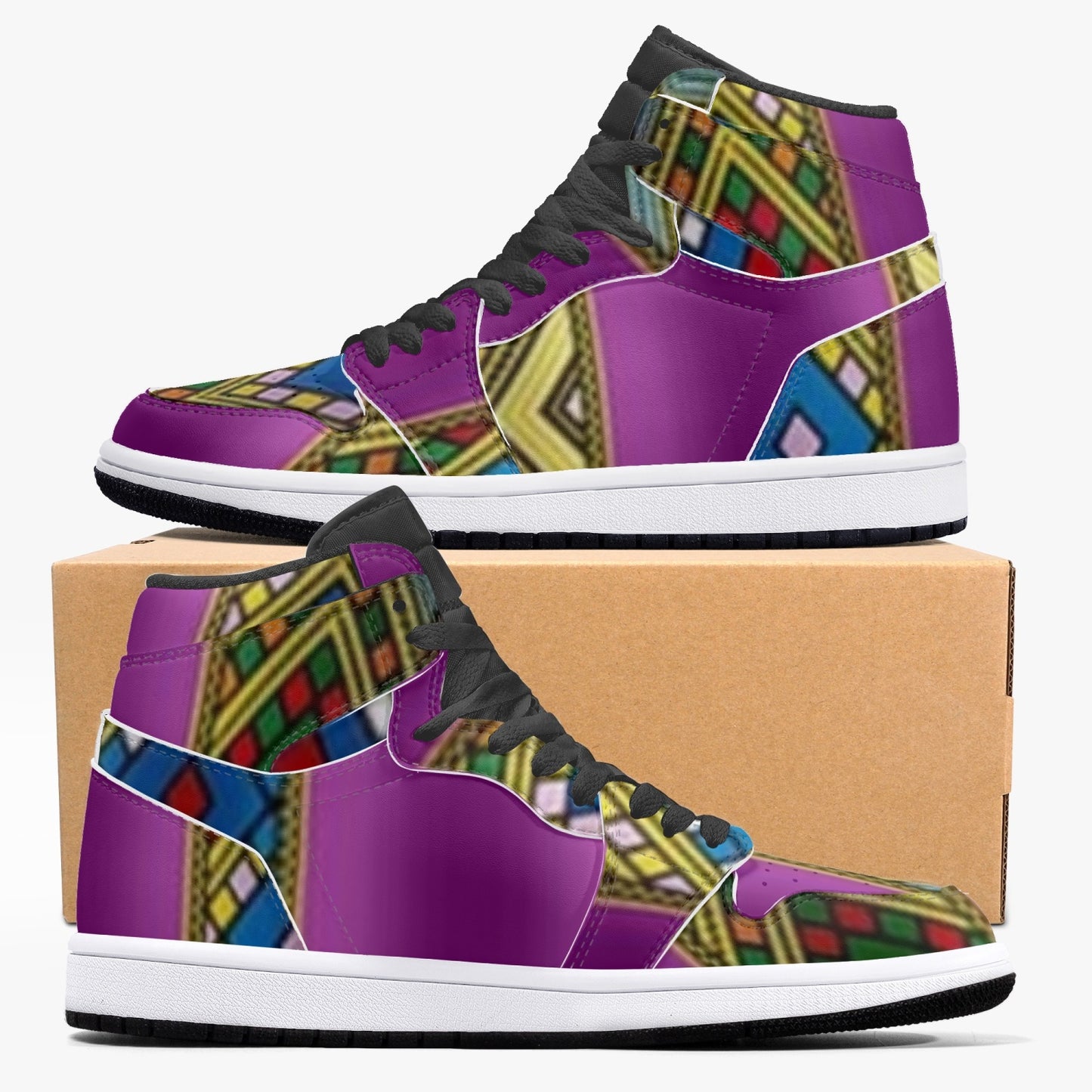 352. AJ1 Black High-Top Leather Sneakers