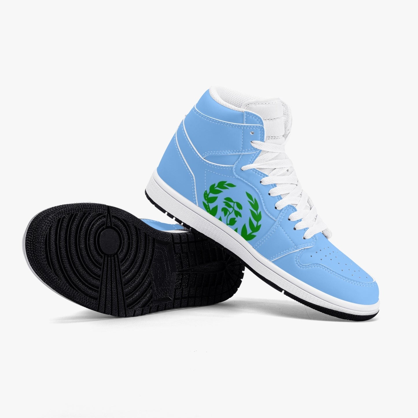 352. AJ1 Black High-Top Leather Sneakers