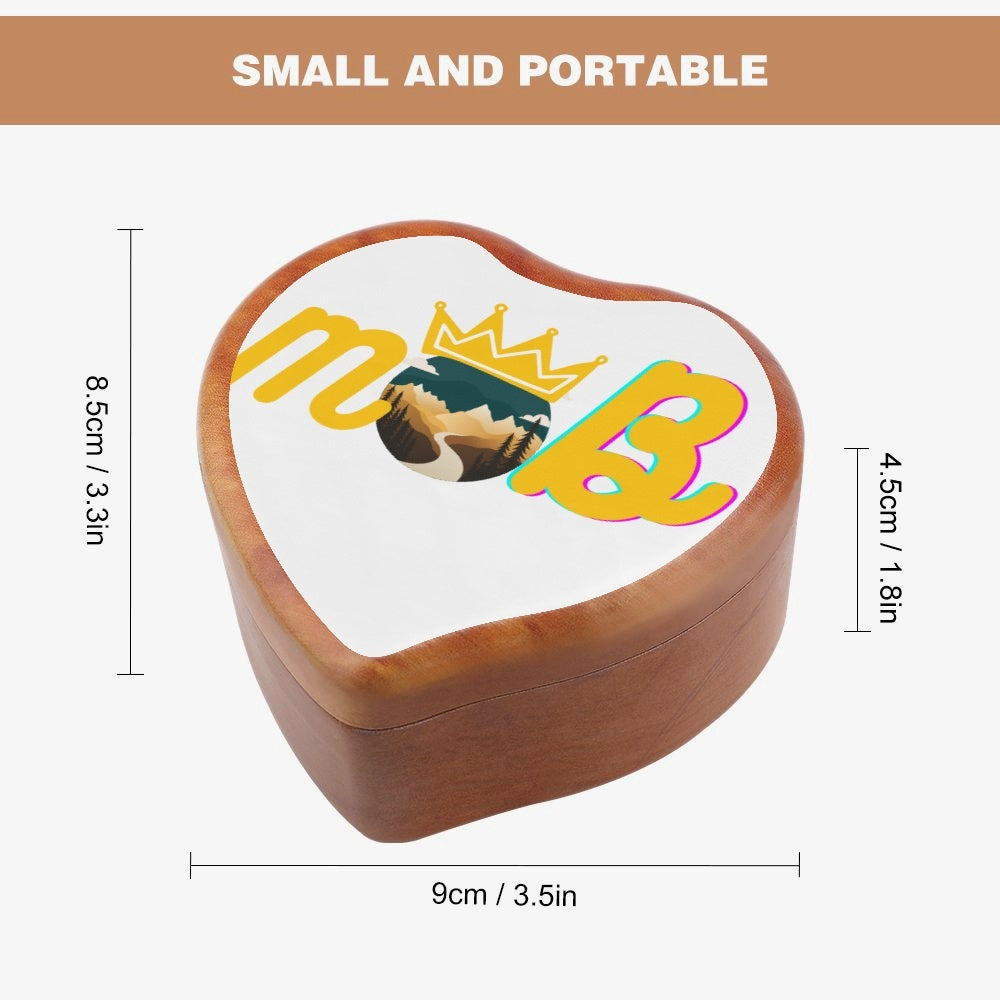 830. Heart Shaped Wooden Music Box
