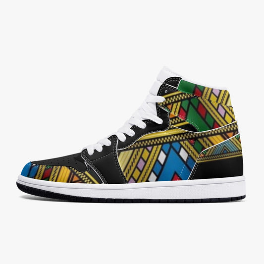 352. AJ1 Black High-Top Leather Sneakers