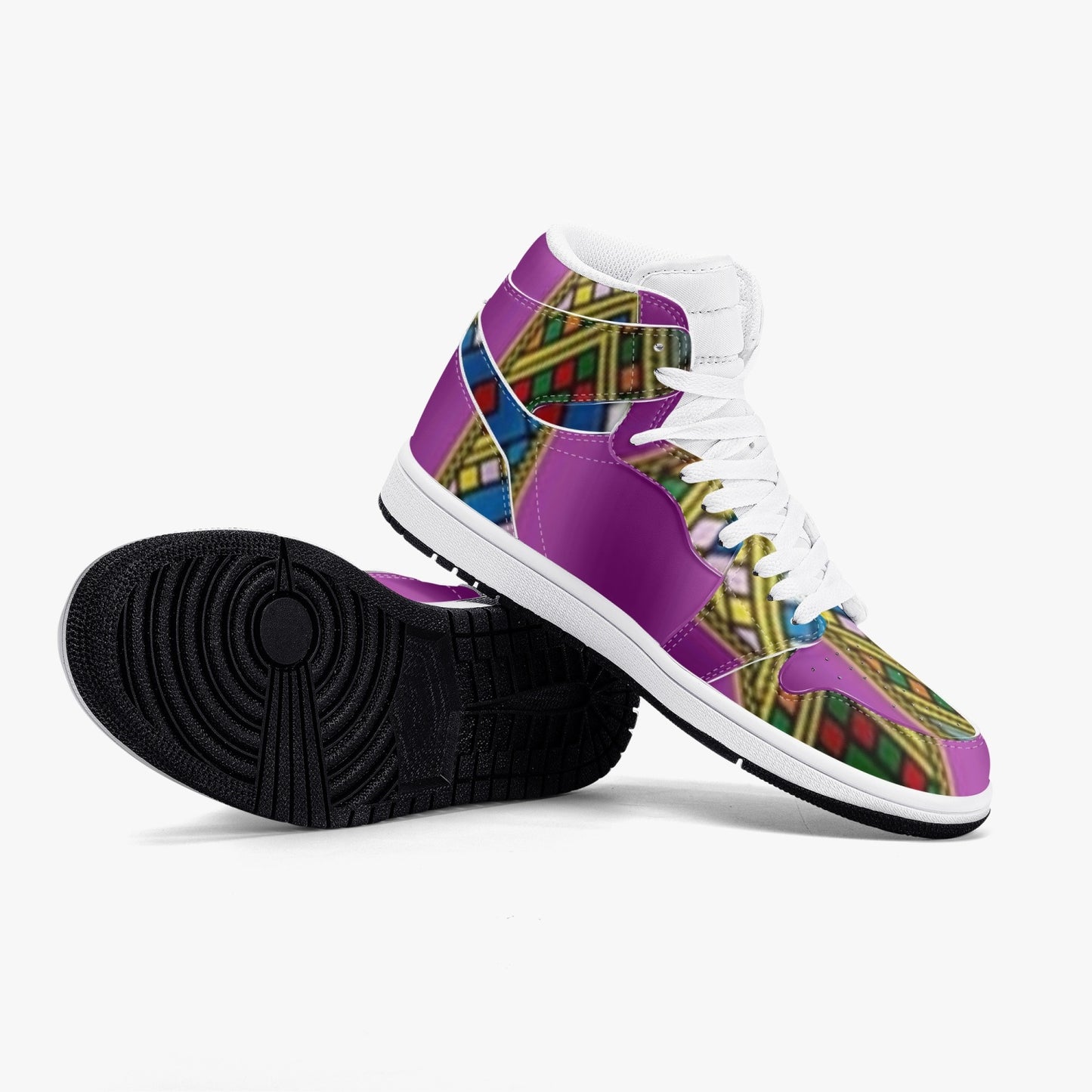 352. AJ1 Black High-Top Leather Sneakers