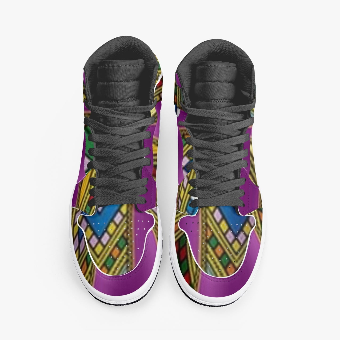 352. AJ1 Black High-Top Leather Sneakers