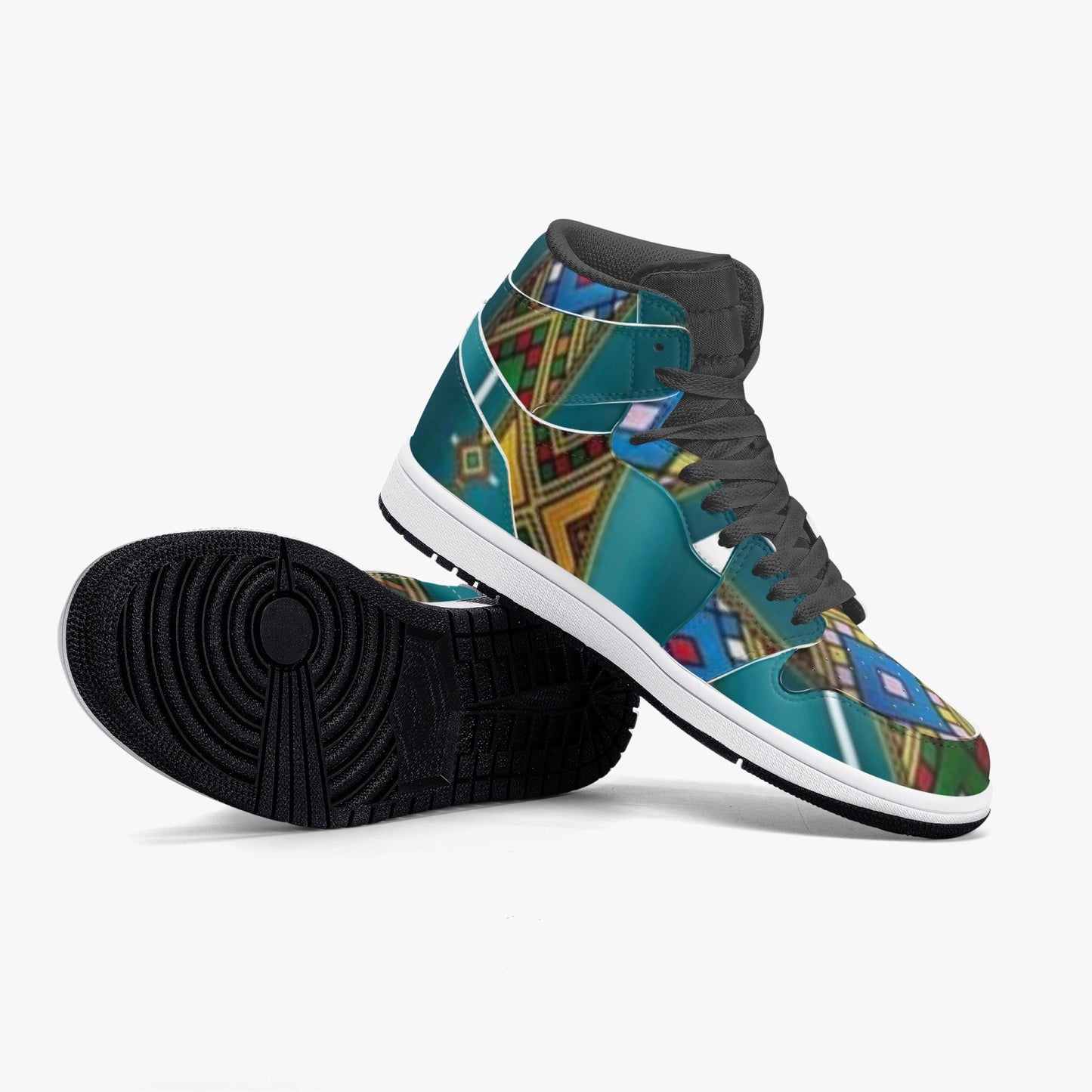 352. AJ1 Black High-Top Leather Sneakers