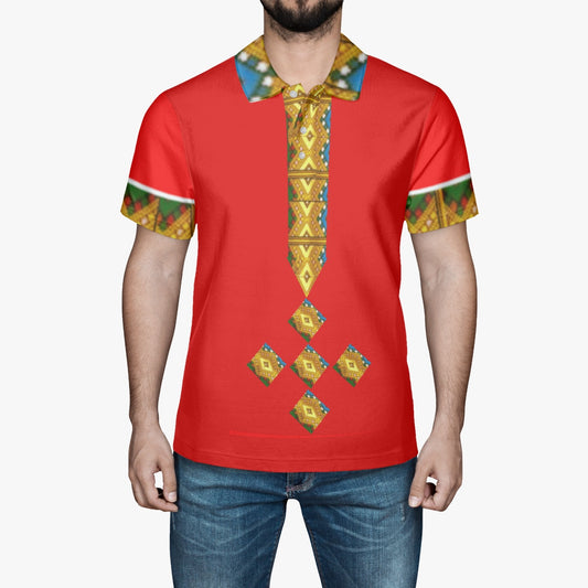 225. Handmade AOP Men Polo Shirt