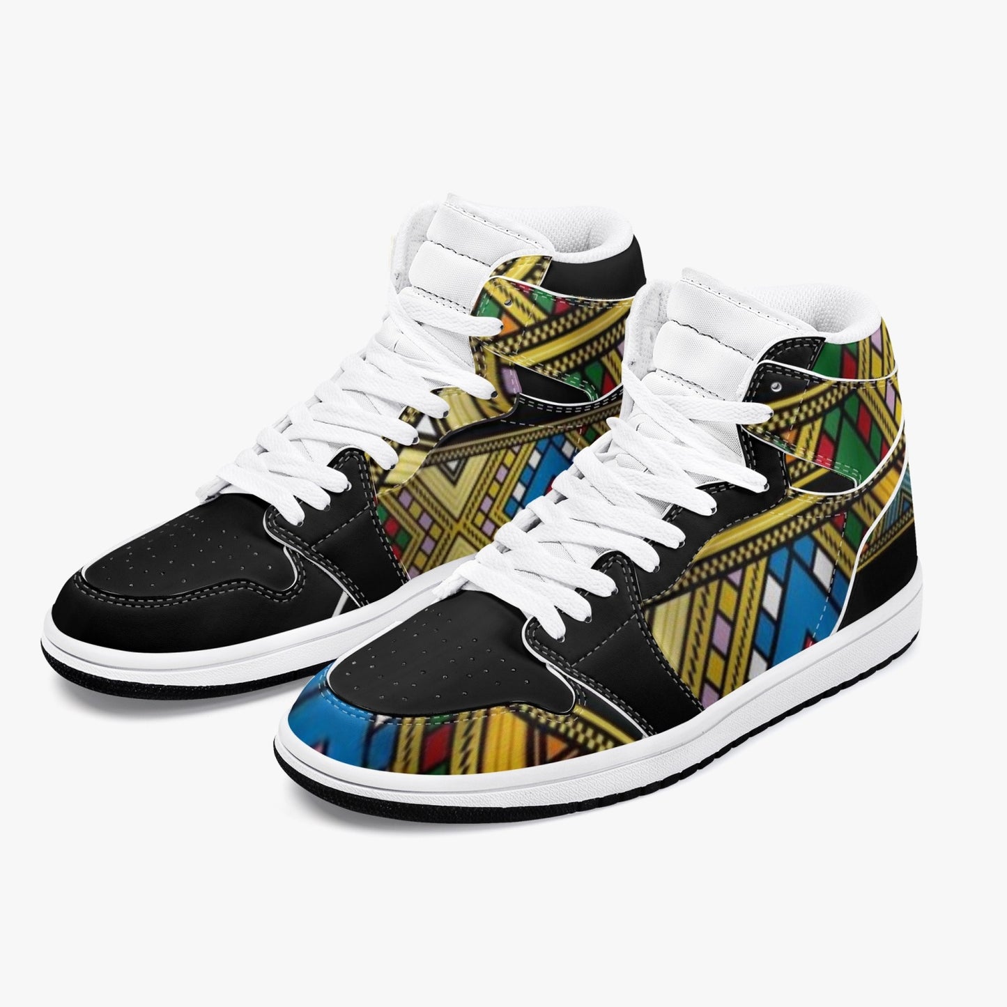 352. AJ1 Black High-Top Leather Sneakers