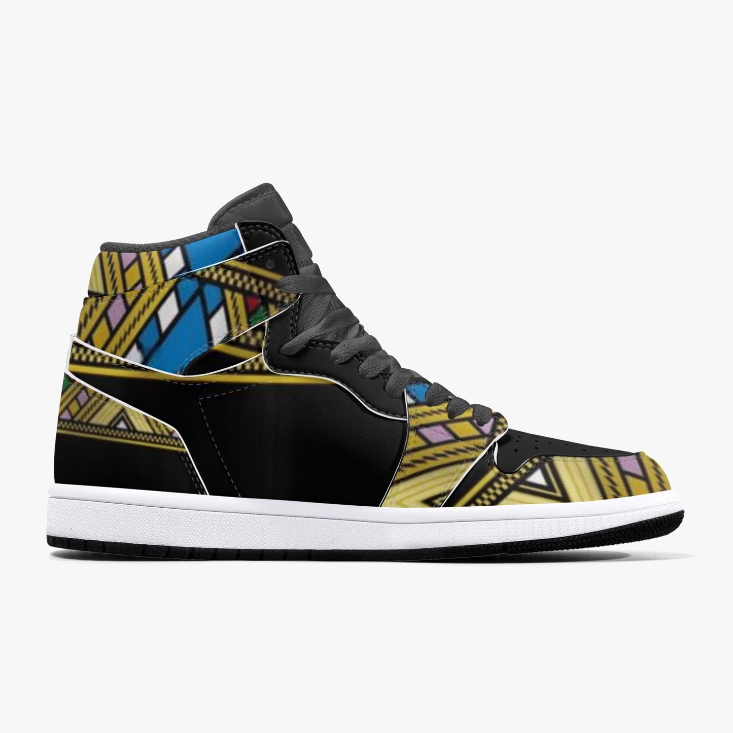 352. AJ1 Black High-Top Leather Sneakers