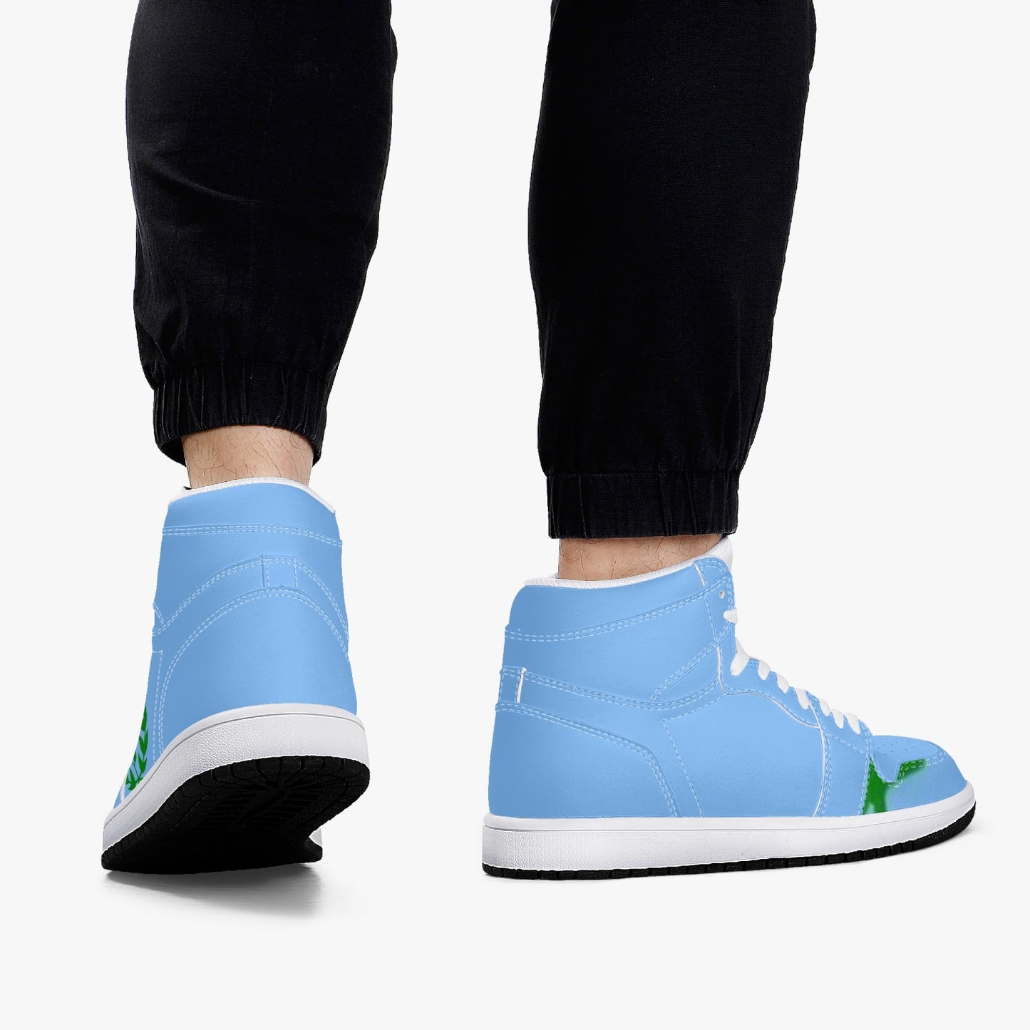 352. AJ1 Black High-Top Leather Sneakers