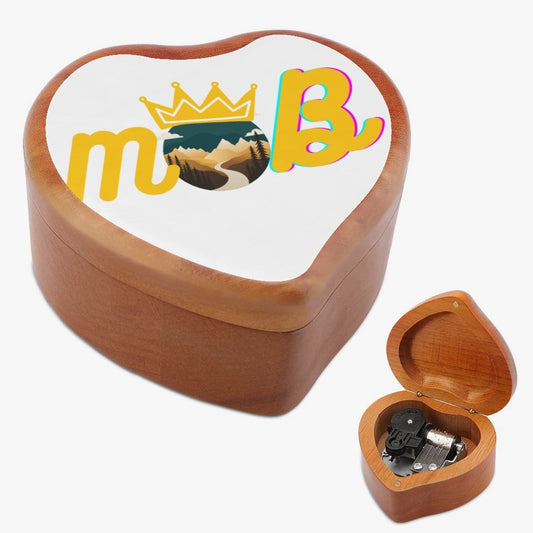 830. Heart Shaped Wooden Music Box