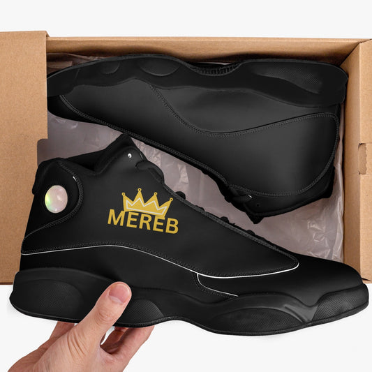 326. Black Sole High-Top Leather Basketball Sneakers