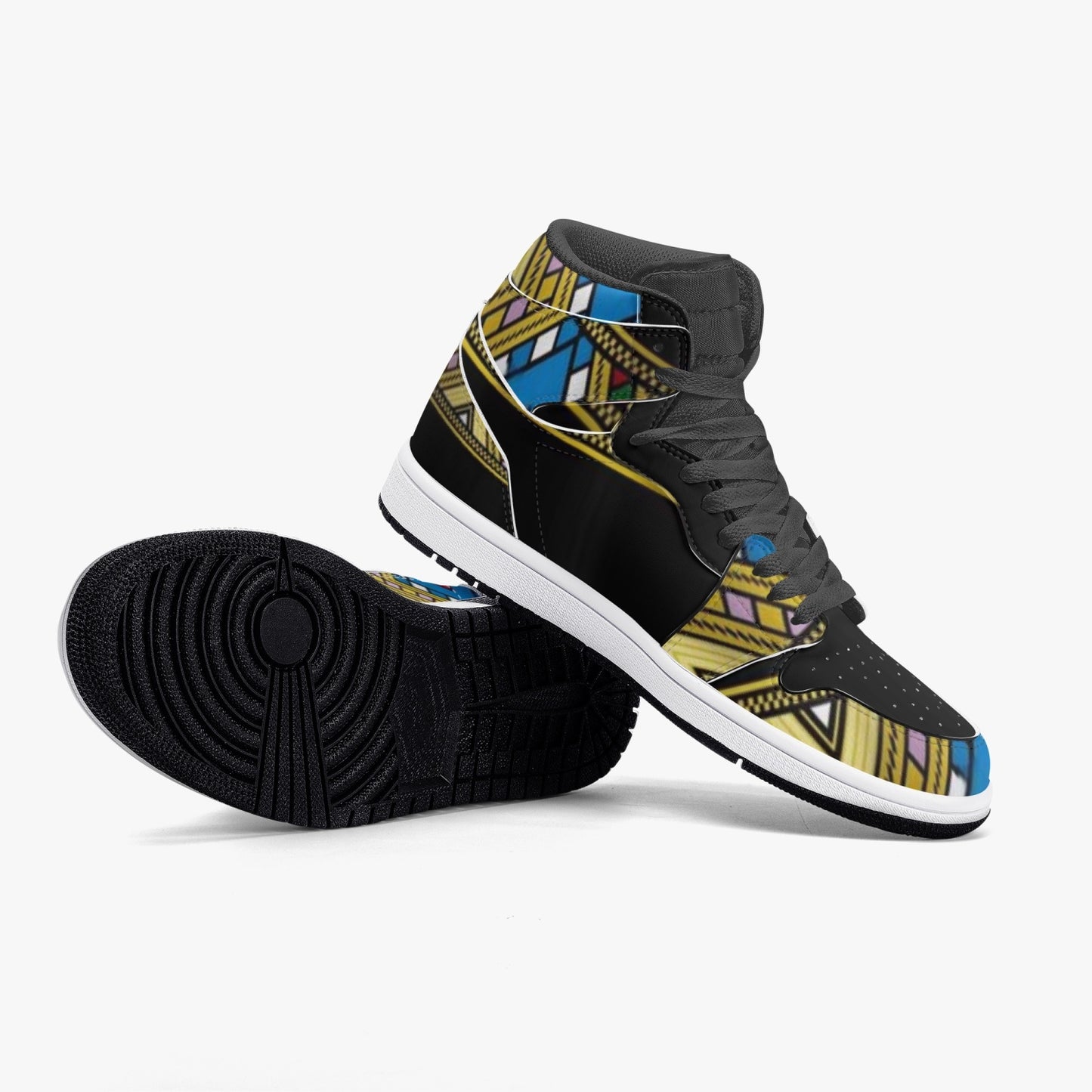 352. AJ1 Black High-Top Leather Sneakers
