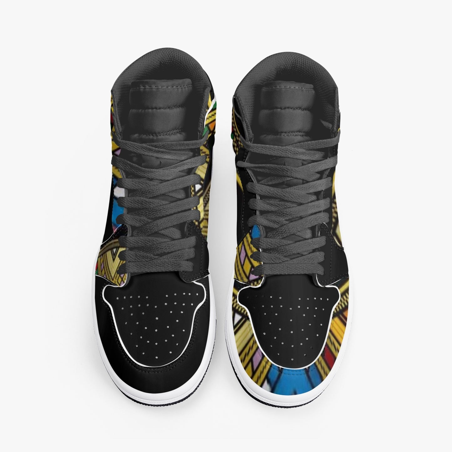 352. AJ1 Black High-Top Leather Sneakers