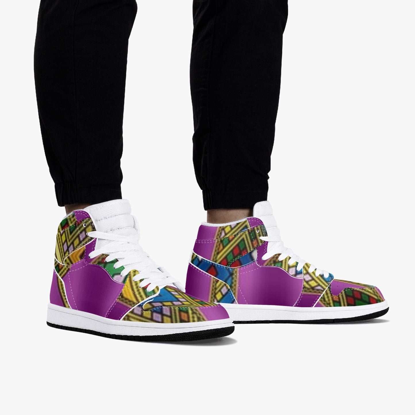 352. AJ1 Black High-Top Leather Sneakers