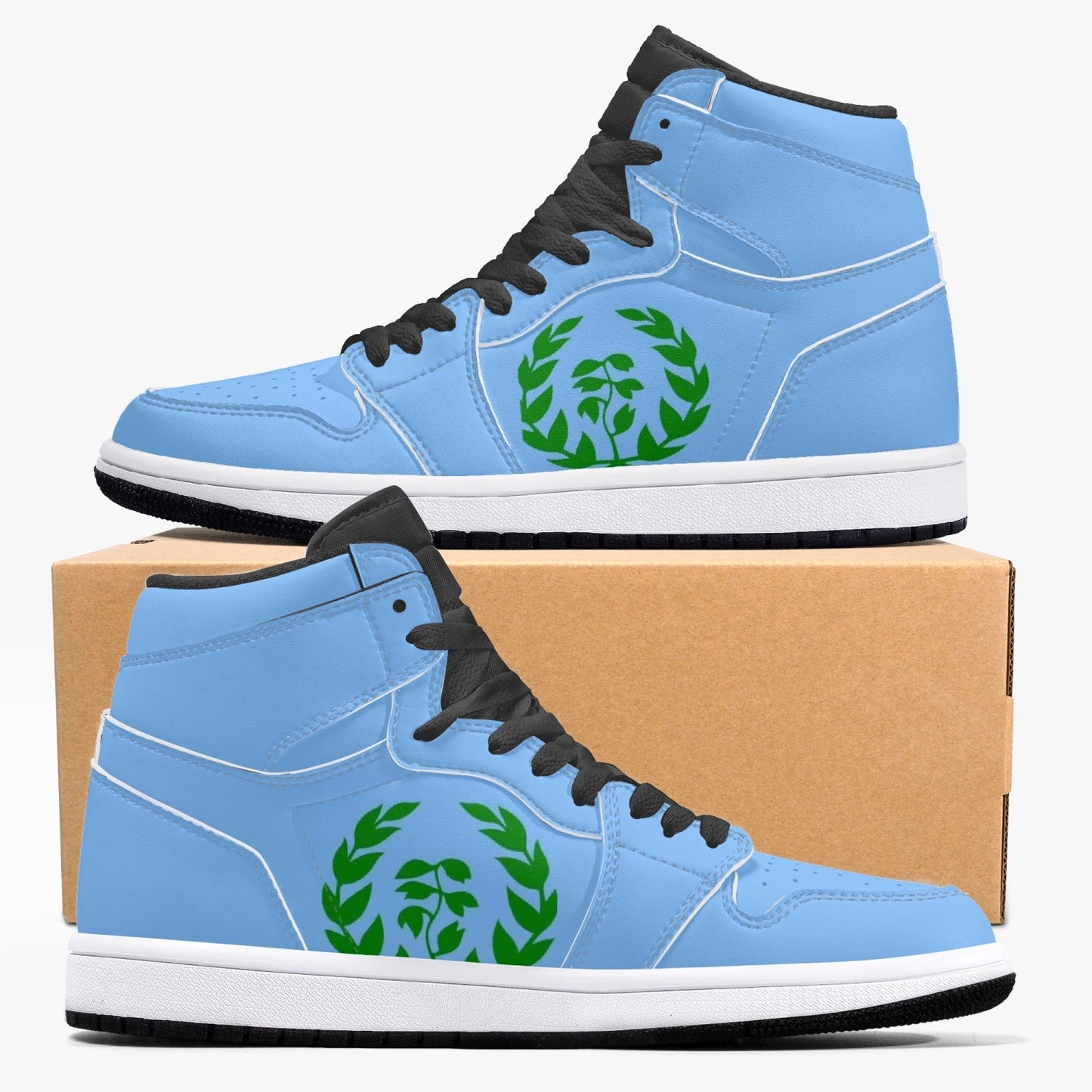 352. AJ1 Black High-Top Leather Sneakers