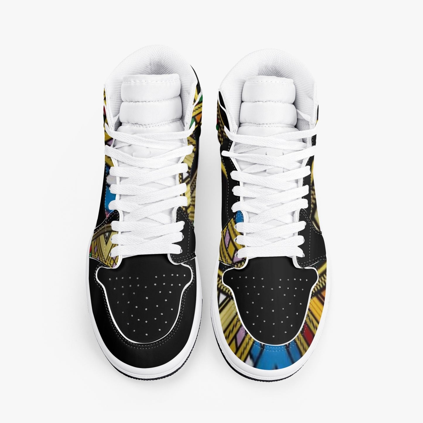 352. AJ1 Black High-Top Leather Sneakers