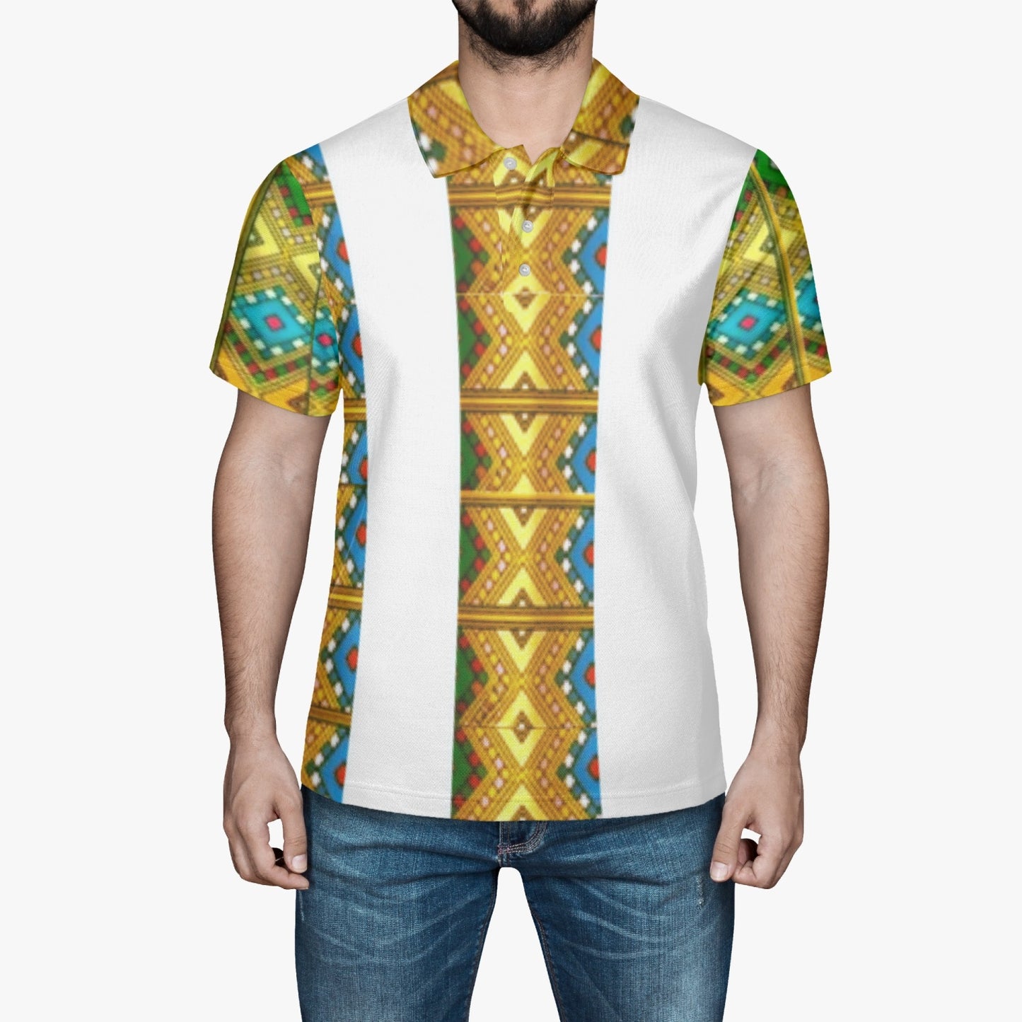 225. Handmade AOP Men Polo Shirt