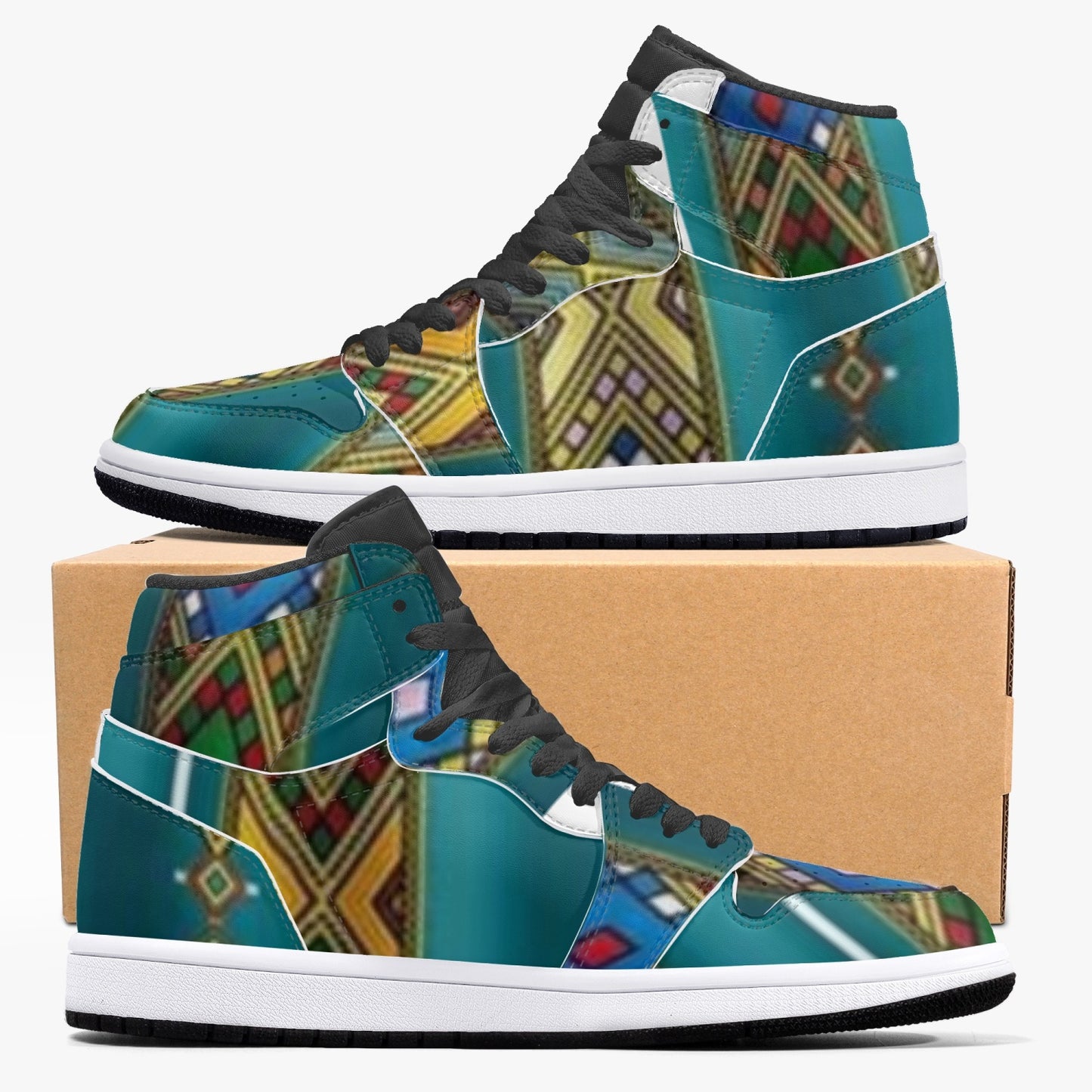 352. AJ1 Black High-Top Leather Sneakers