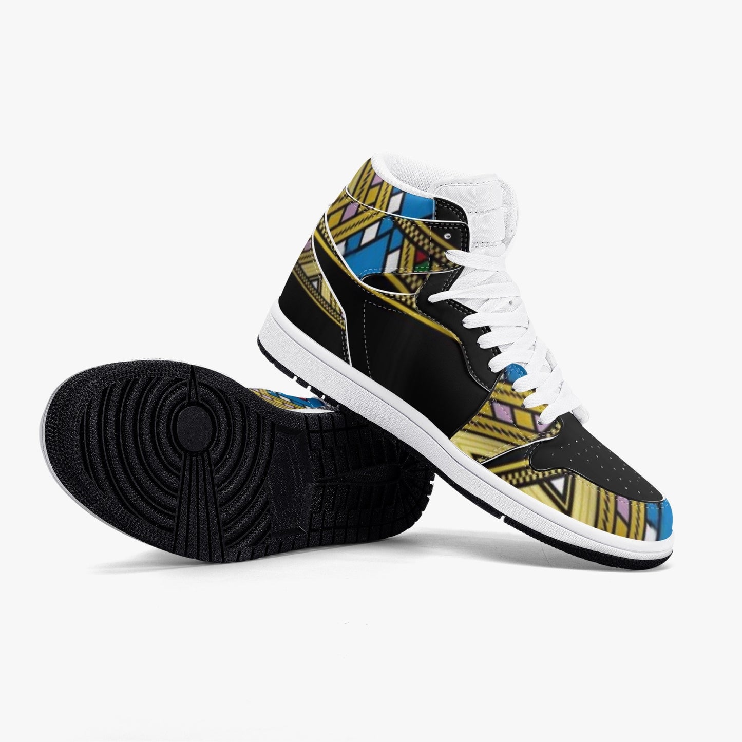 352. AJ1 Black High-Top Leather Sneakers