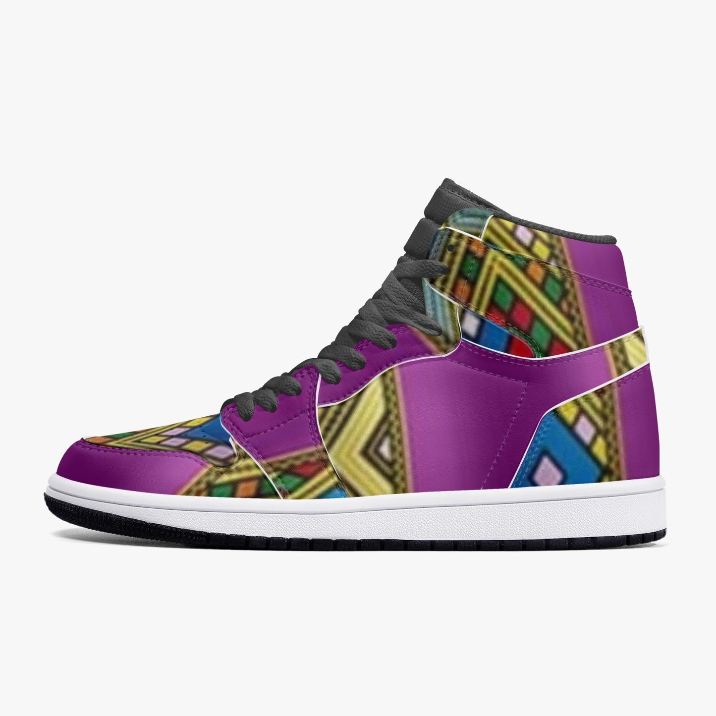352. AJ1 Black High-Top Leather Sneakers