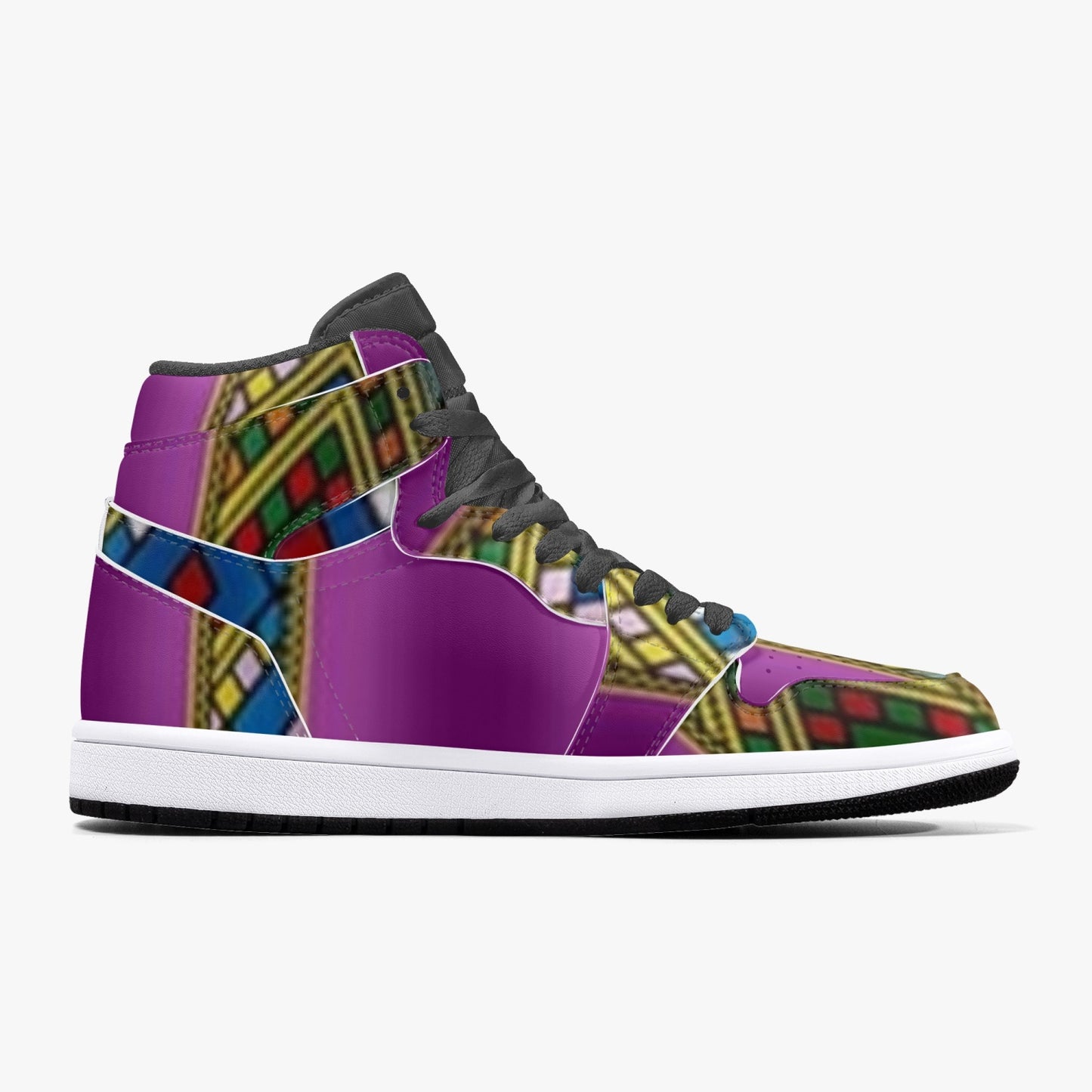 352. AJ1 Black High-Top Leather Sneakers