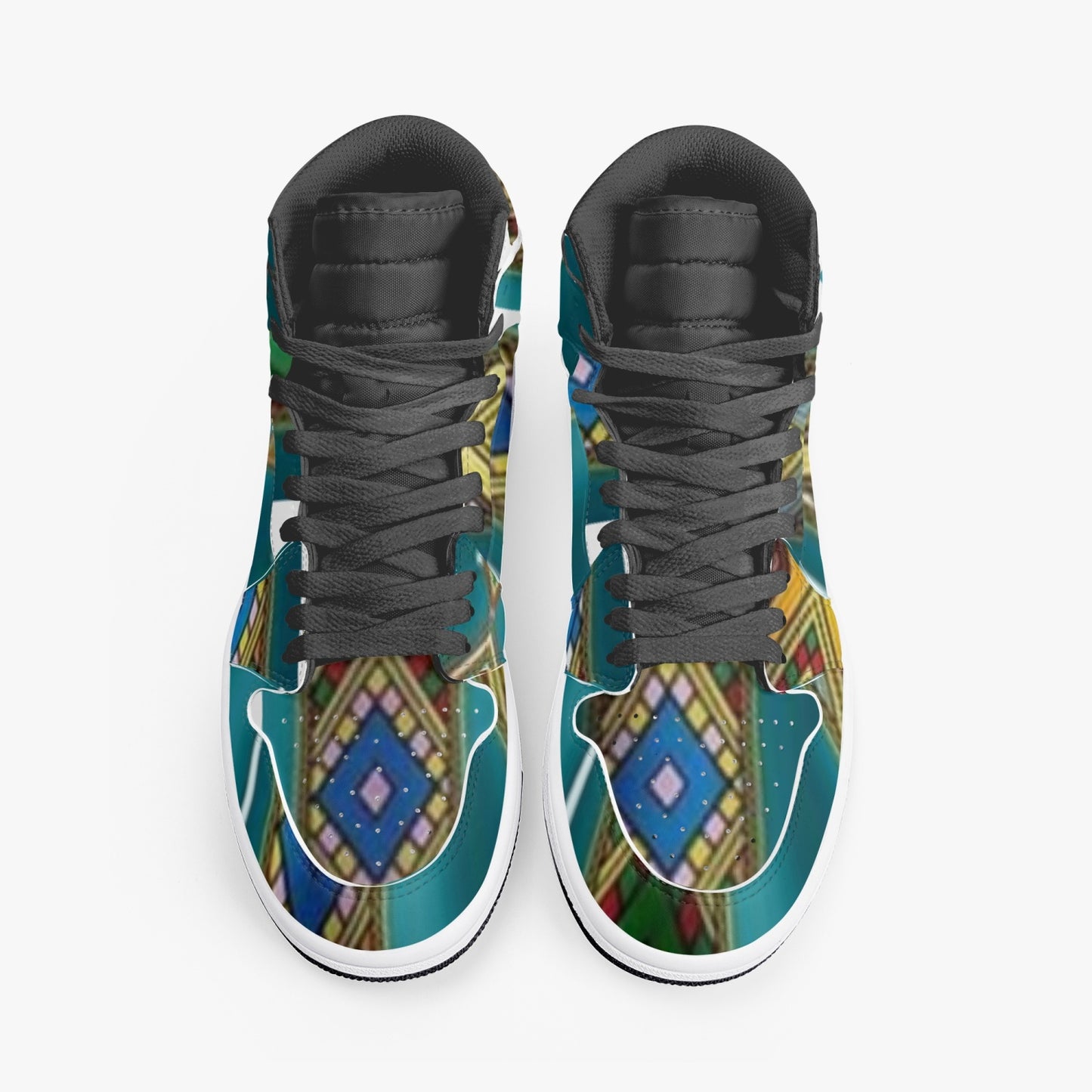 352. AJ1 Black High-Top Leather Sneakers