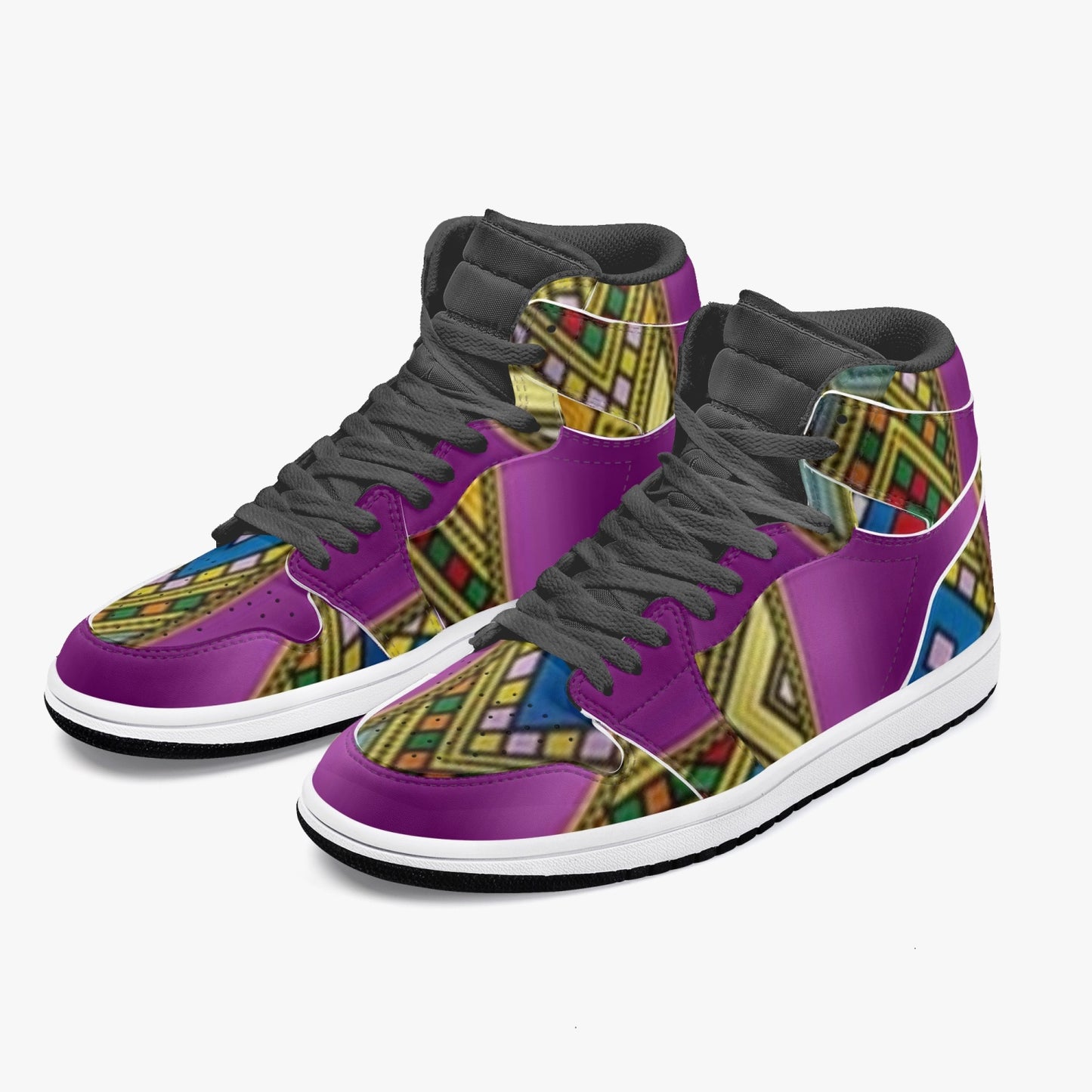 352. AJ1 Black High-Top Leather Sneakers
