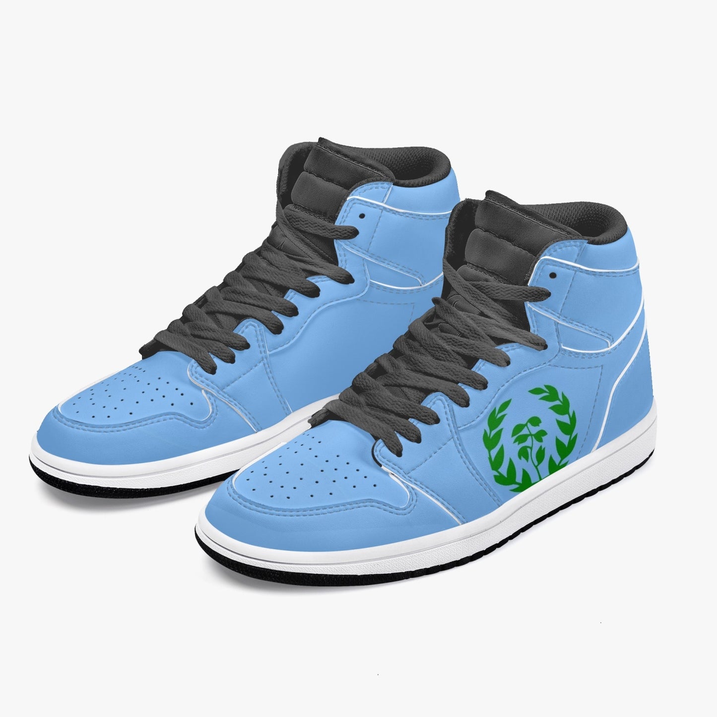 352. AJ1 Black High-Top Leather Sneakers