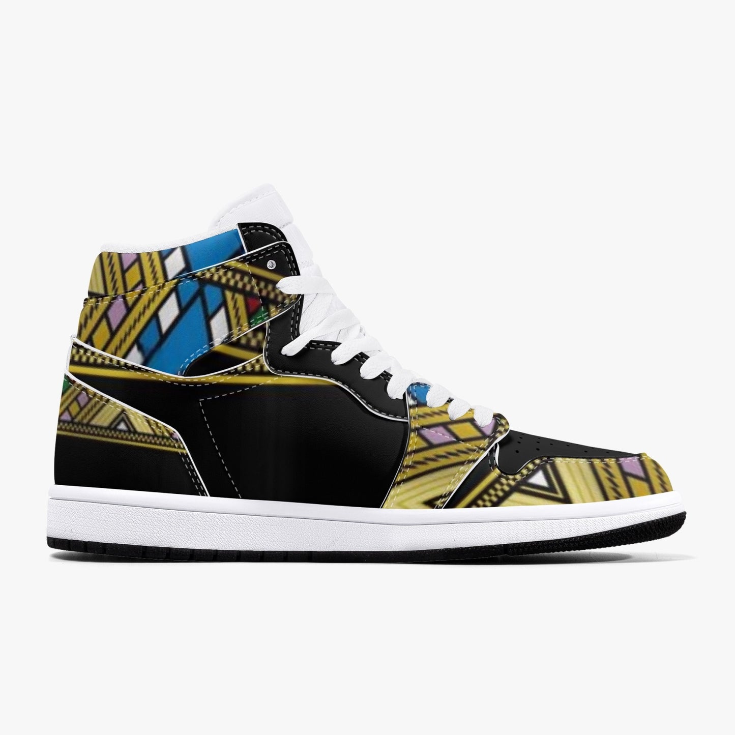 352. AJ1 Black High-Top Leather Sneakers