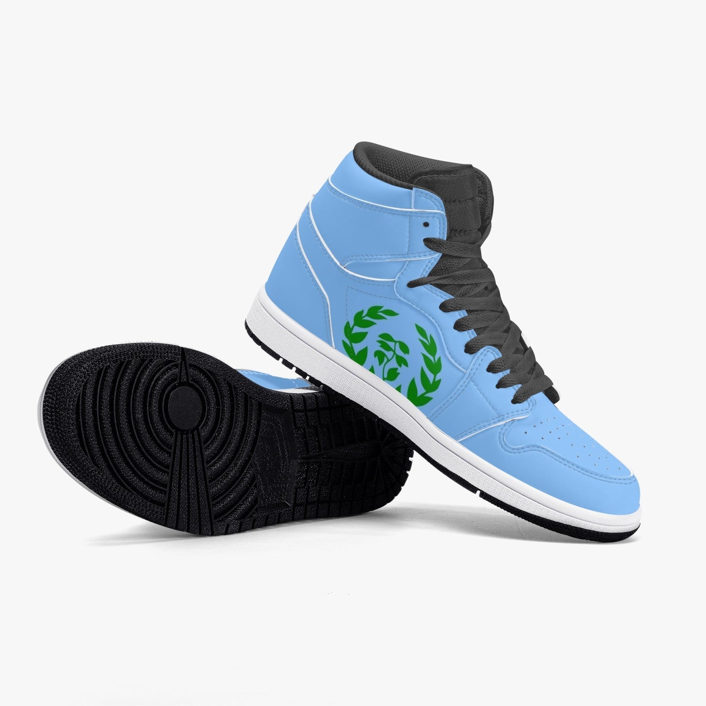 352. AJ1 Black High-Top Leather Sneakers